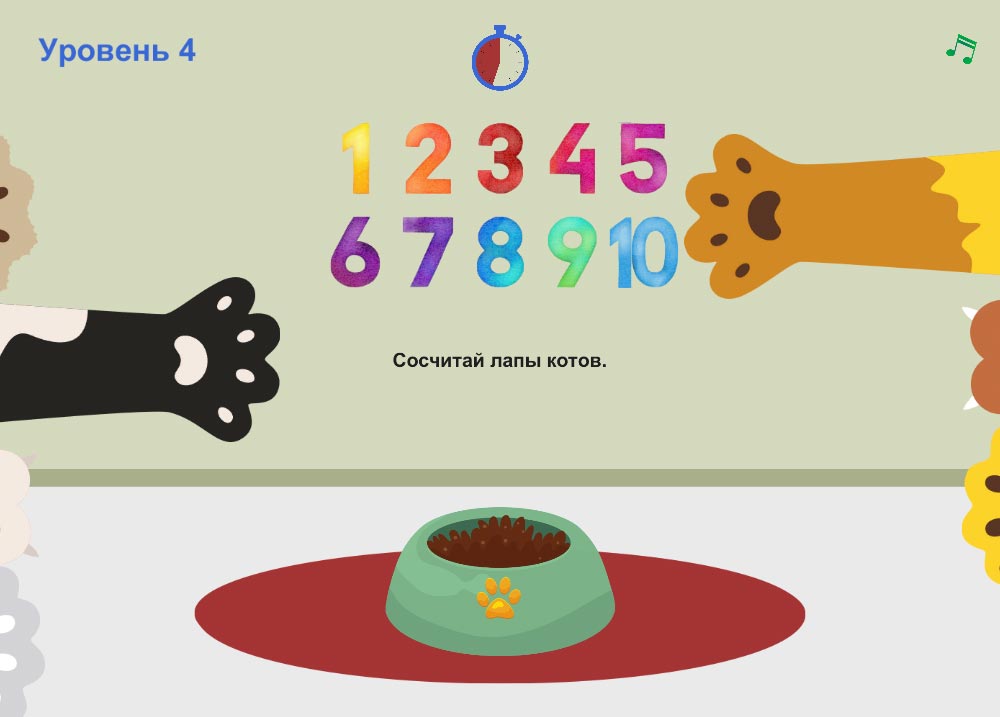 Count hungry cats. Kids teaching game.
